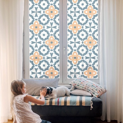 Frosted window film with stained glass pattern Mosaic Flowers