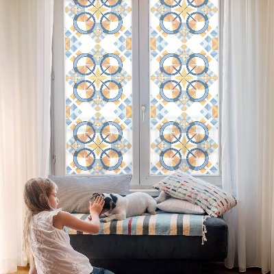 Frosted window film with stained glass pattern Geometric pattern