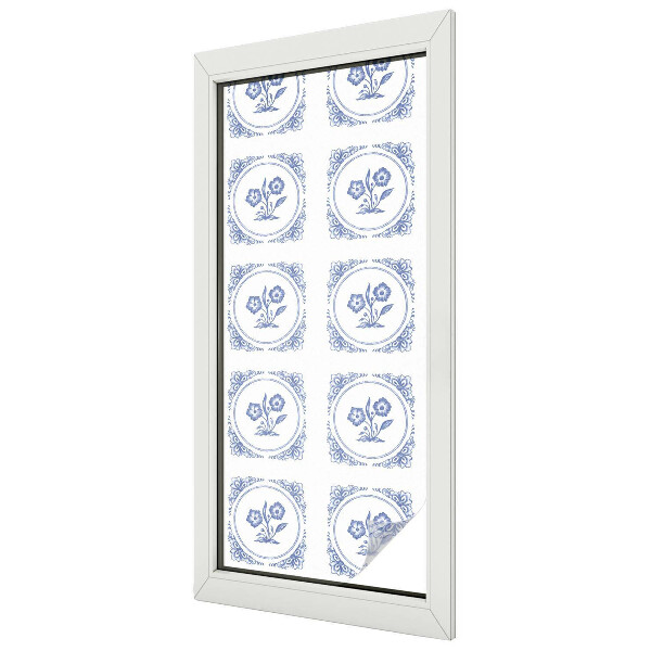 Frosted window film with stained glass pattern Delicate flowers