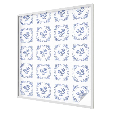 Frosted window film with stained glass pattern Delicate flowers