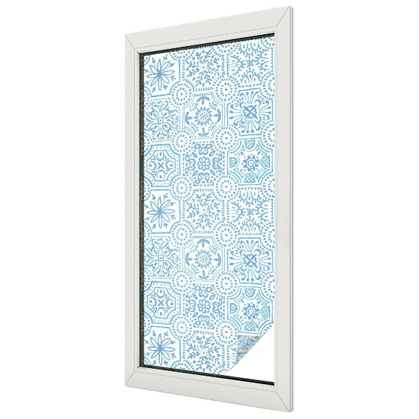 Decorative window film stained glass design Blue tiles