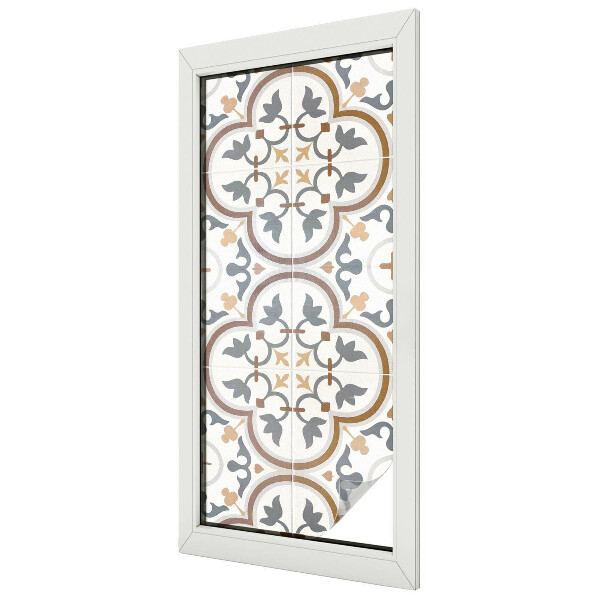 Frosted window film with stained glass pattern Tiled ornaments