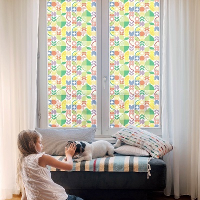 Privacy window film stained glass effect Colorful fruits