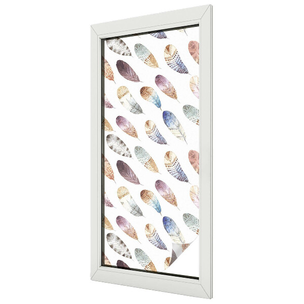 Coloured glass film for windows Boho feathers