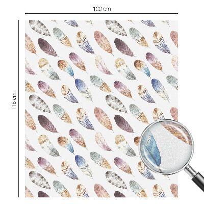Coloured glass film for windows Boho feathers