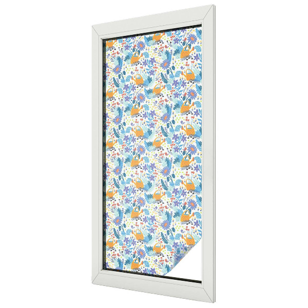 Privacy window film stained glass effect Plant motif