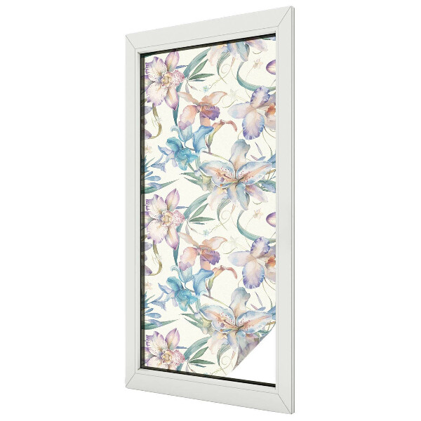 Frosted window film with stained glass pattern Floral motif