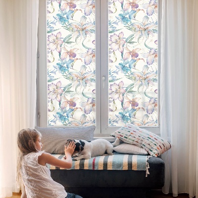 Frosted window film with stained glass pattern Floral motif