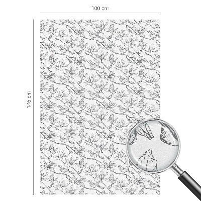 Coloured glass film for windows Birds and flowers