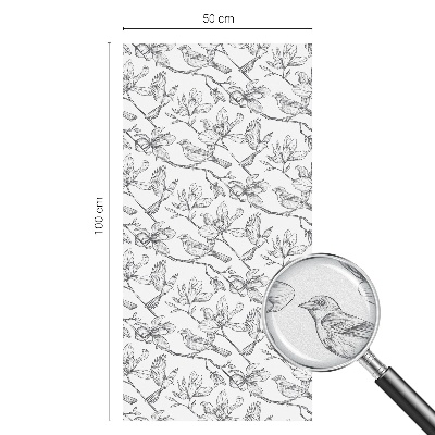 Coloured glass film for windows Birds and flowers