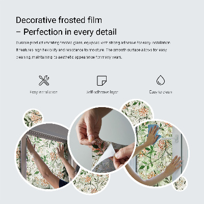 Coloured glass film for windows Birds and flowers