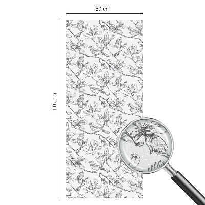 Coloured glass film for windows Birds and flowers