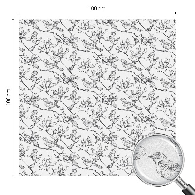 Coloured glass film for windows Birds and flowers