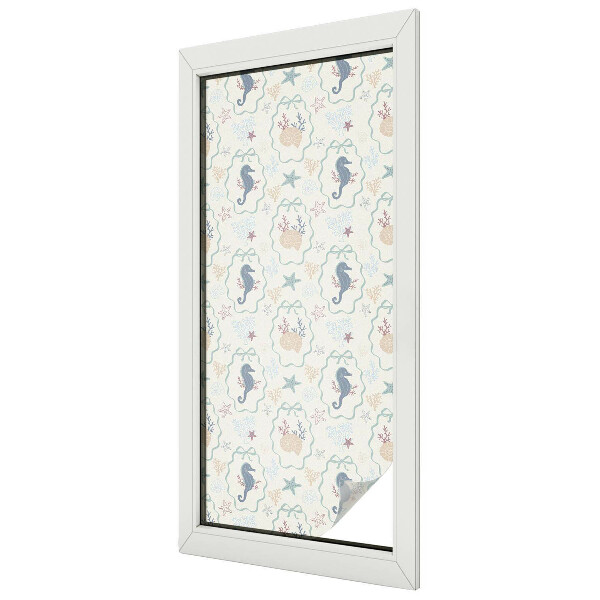 Patterned window film stained glass Seahorses