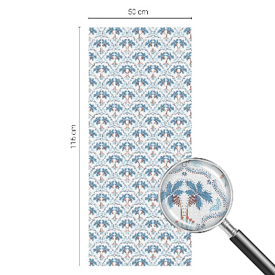 Privacy window film stained glass effect Blue palm trees