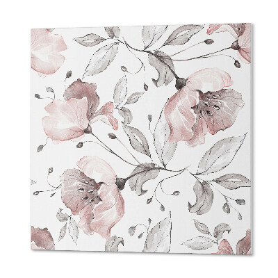 Self adhesive vinyl floor tiles Watercolor flowers in a delicate pattern