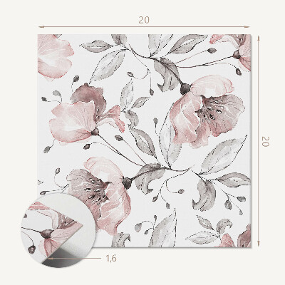 Self adhesive vinyl floor tiles Watercolor flowers in a delicate pattern