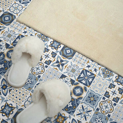 Self adhesive vinyl floor tiles Tile ornament motifs