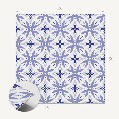 Self adhesive vinyl floor tiles Geometric motifs with flora