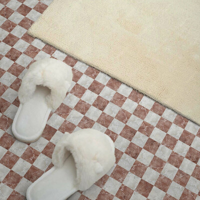 Self adhesive vinyl floor tiles An elegant chessboard in a marble version