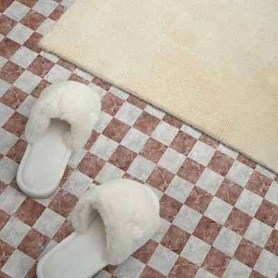 Self adhesive vinyl floor tiles An elegant chessboard in a marble version