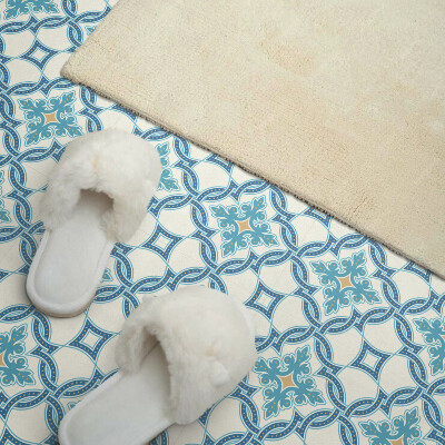 Self adhesive vinyl floor tiles Arabesque-inspired design