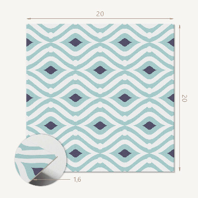 Self adhesive vinyl floor tiles Wave and rhombus pattern