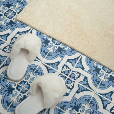 Self adhesive vinyl floor tiles Ornamental tile pattern in an elegant version