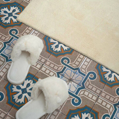 Self adhesive vinyl floor tiles Ornamental mosaic in a graphic style