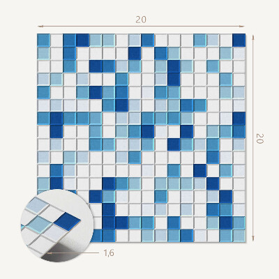 Vinyl tiles Mosaic pattern in intense shades of blue