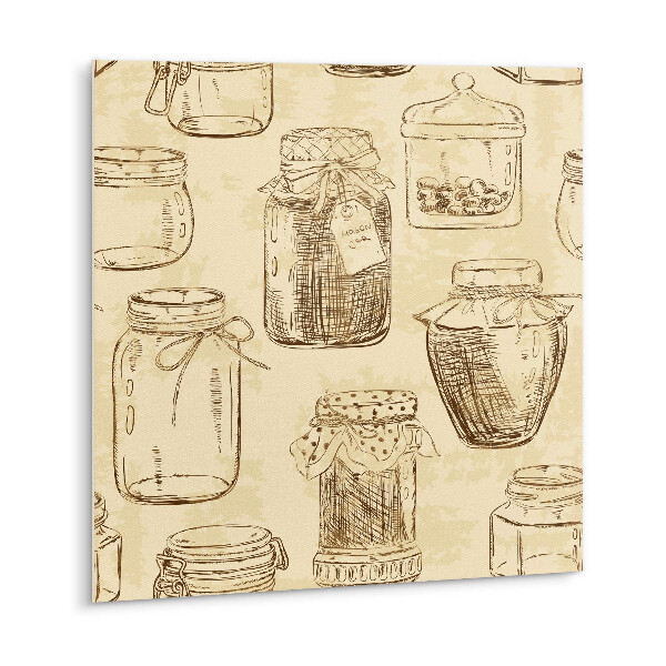 Self adhesive vinyl tiles Jars on a brown background