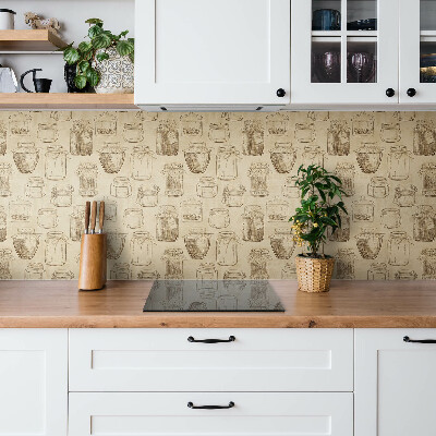 Self adhesive vinyl tiles Jars on a brown background