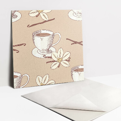 Self adhesive vinyl tiles A cup of coffee with a vanilla pod