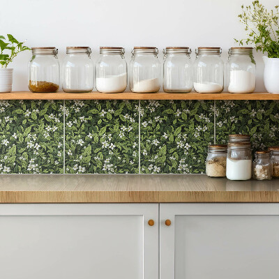 Vinyl tiles White flowers and leaves