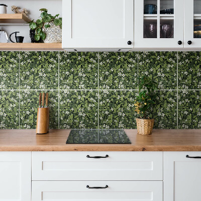 Vinyl tiles White flowers and leaves