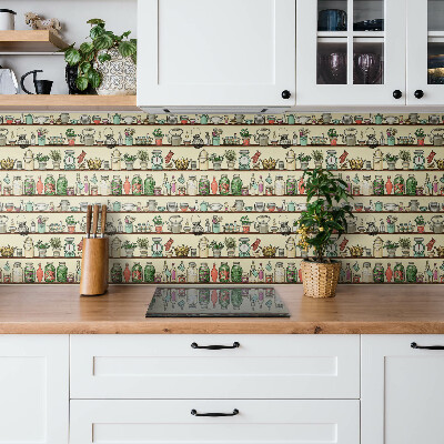 Vinyl wall tiles Cartoon kitchen items