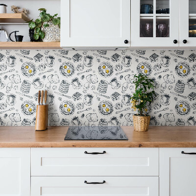 Vinyl wall tiles Black and white breakfast