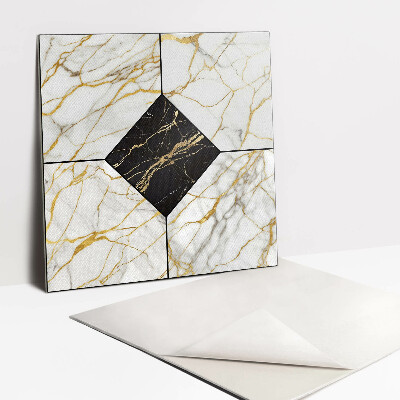 Self adhesive vinyl floor tiles Golden marble veins