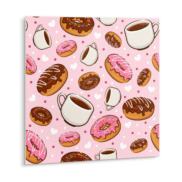 Pvc wall panels Cartoon donuts and coffee