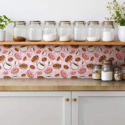 Pvc wall panels Cartoon donuts and coffee