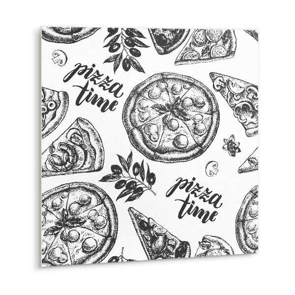 Pvc wall panels Black and white pizza motifs