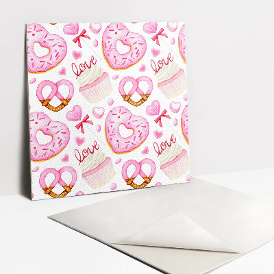 Vinyl tiles Pink donuts and pretzels