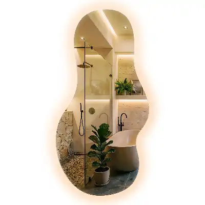 Organic mirror with LED lights unusual shape
