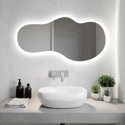 Organic mirror with LED lights unusual shape