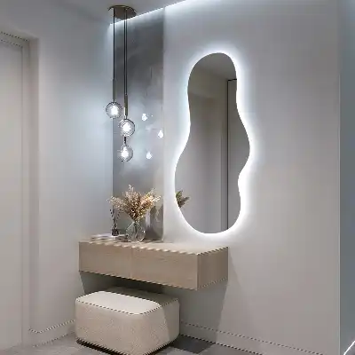Organic mirror with LED lights unusual shape