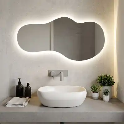 Organic mirror with LED lights unusual shape