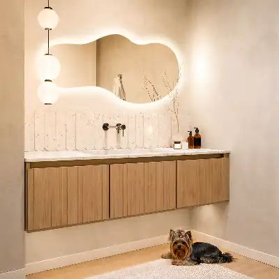 Organic mirror with LED lights unusual shape