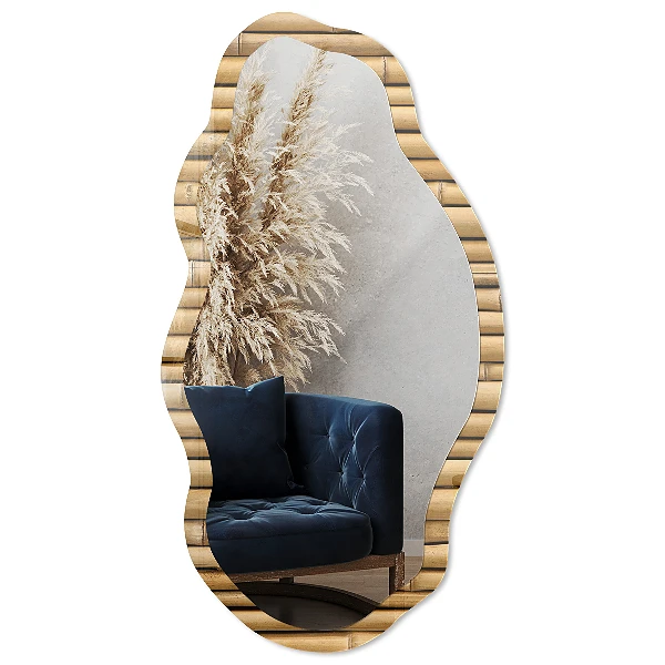 Asymmetric mirror with printed frame Bamboo pattern