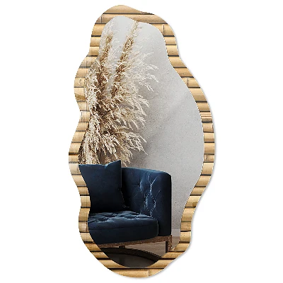 Asymmetric mirror with printed frame Bamboo pattern