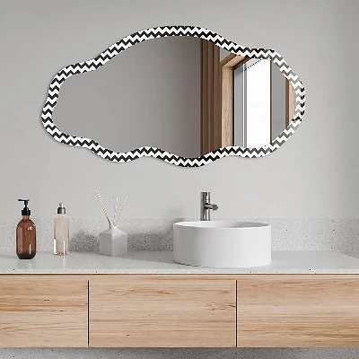 Irregular mirror with printed frame Geometric pattern